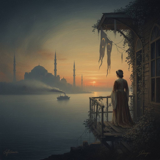 une femme regardant le Bosphore