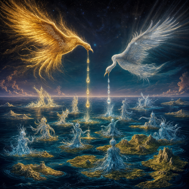 La Légende des Oiseaux Divins et des Esprits des Eaux